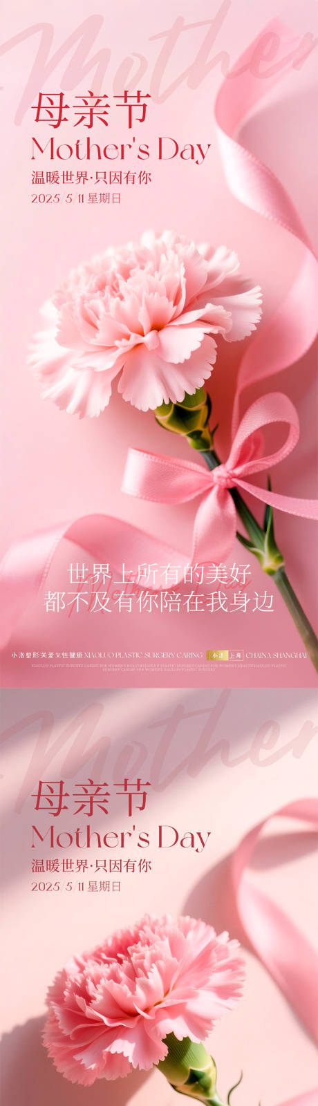 源文件下載【享設計】搜索編號：41570030261587541【醫美母親節粉色康乃馨海報】