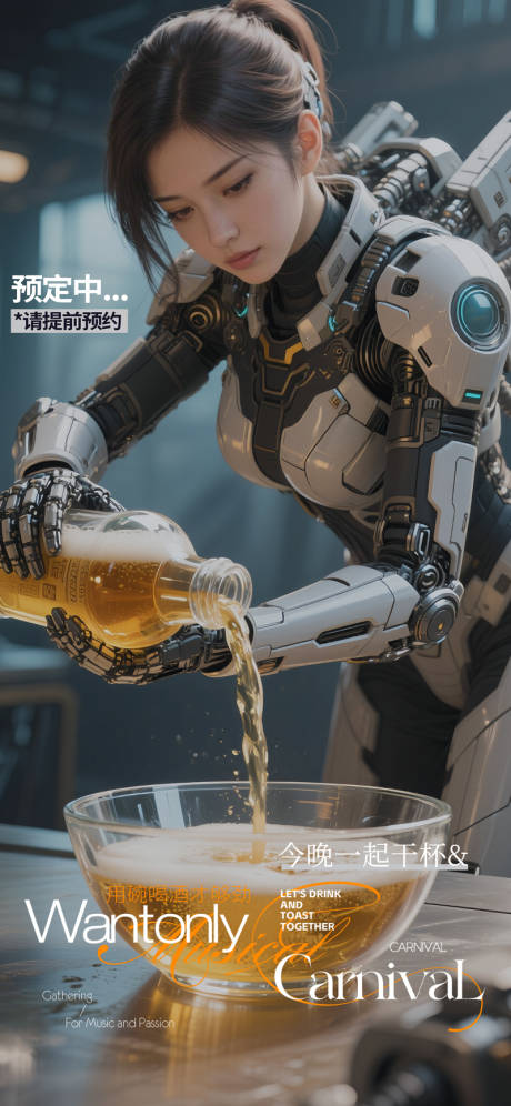 酒吧夜店转场预定机甲美女海报