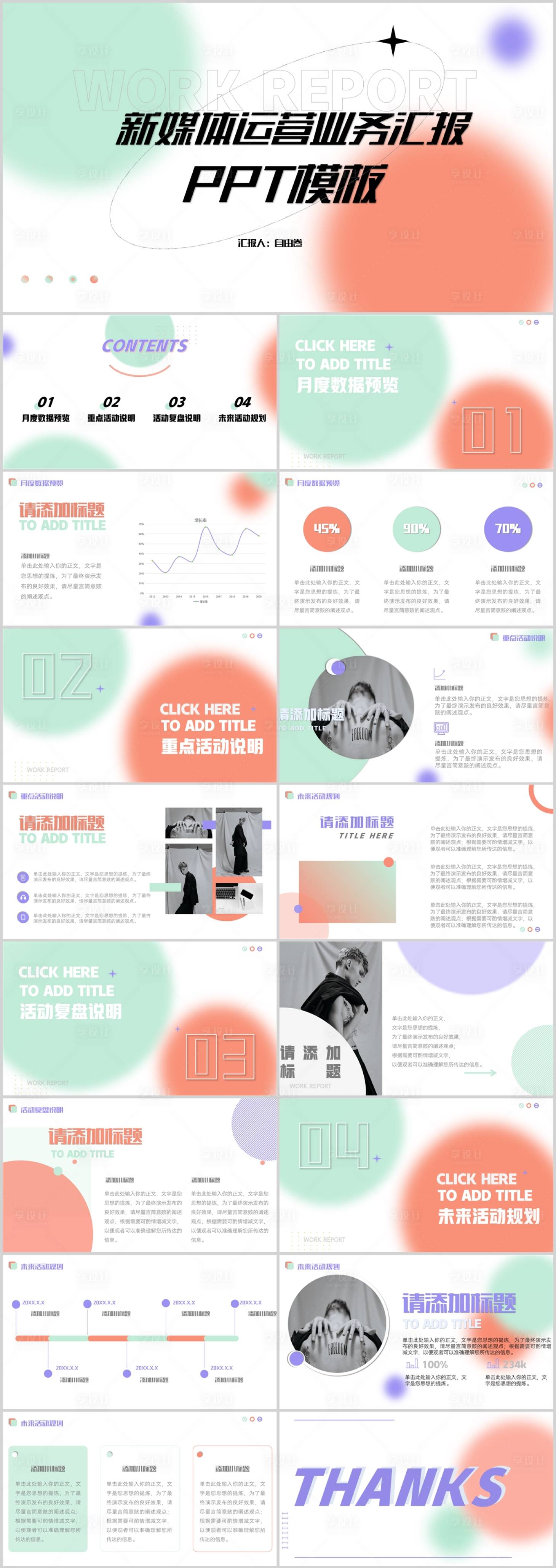 源文件下載【享設計】搜索編號：74280030402304044【新媒體運營工作匯報PPT】