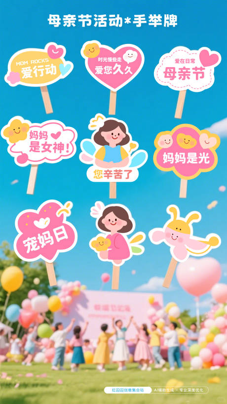 源文件下載【母親節手舉牌氛圍牌模板溫馨可愛風】編號：61910030291773733