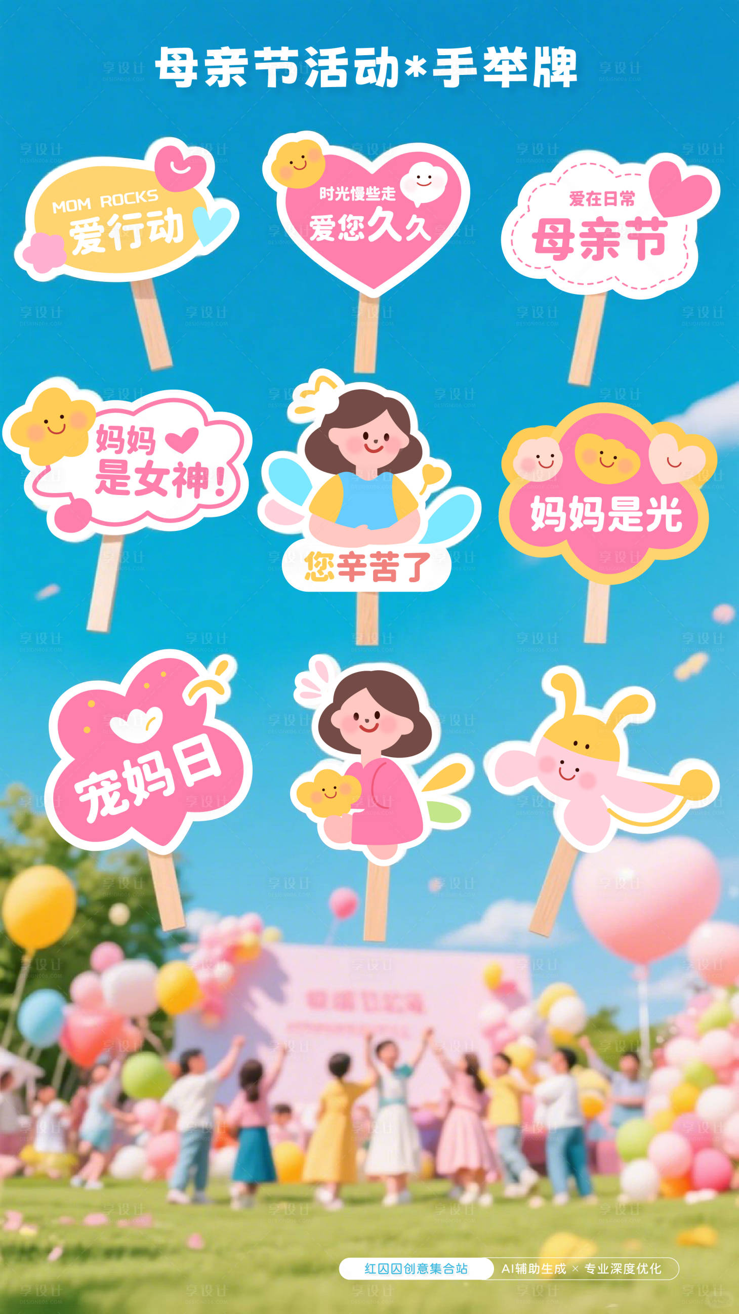 源文件下載【母親節手舉牌氛圍牌模板溫馨可愛風】編號：61910030291773733