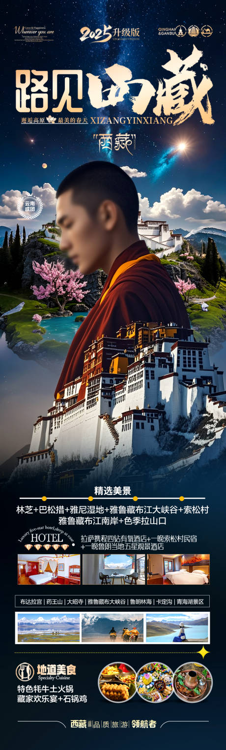 源文件下载【西藏旅游蓝金长图海报】编号：35290030311219012