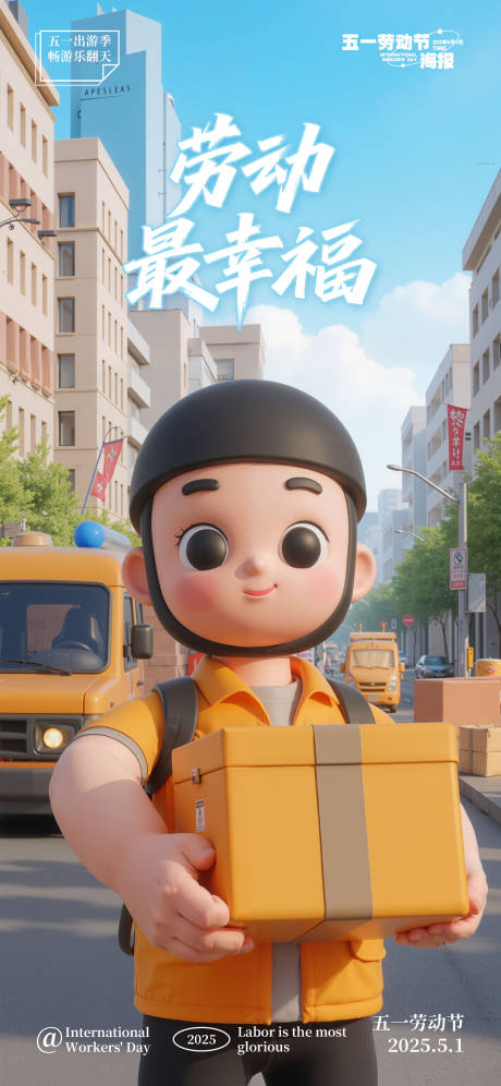 源文件下载【五一劳动节3D海报】编号：91410030062803033