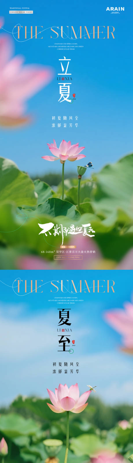 源文件下载【地产立夏夏至荷花风景海报】编号：21630030365237893