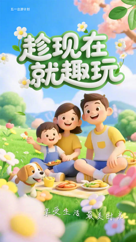 源文件下載【五一出游卡通海報】編號：26810030387218492