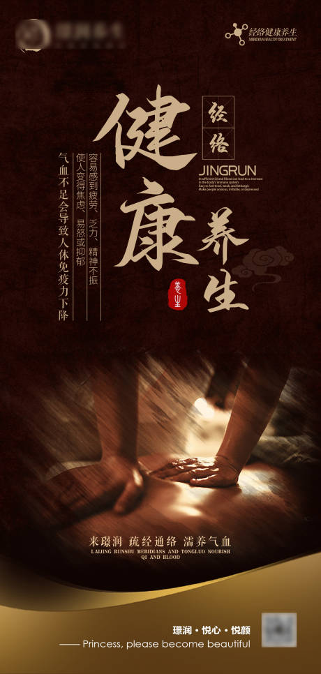 健康养生经络舒通按摩推拿海报