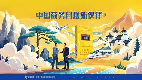 香烟商务合作活动背景板
