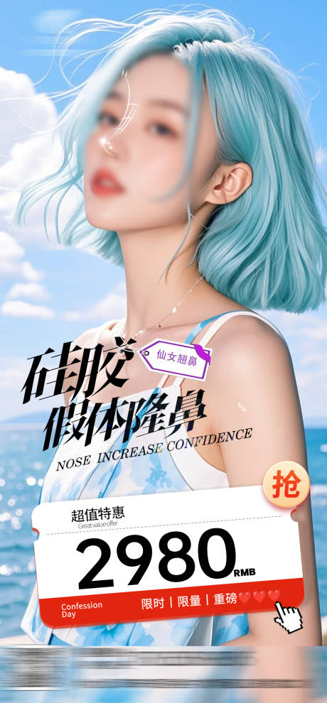 源文件下载【硅胶假体隆鼻一口价促销海报】编号：15540029900847155