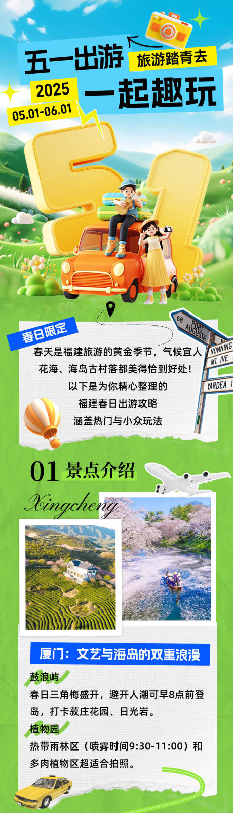 源文件下載【春日假期旅行攻略長圖】編號：33490030136494830