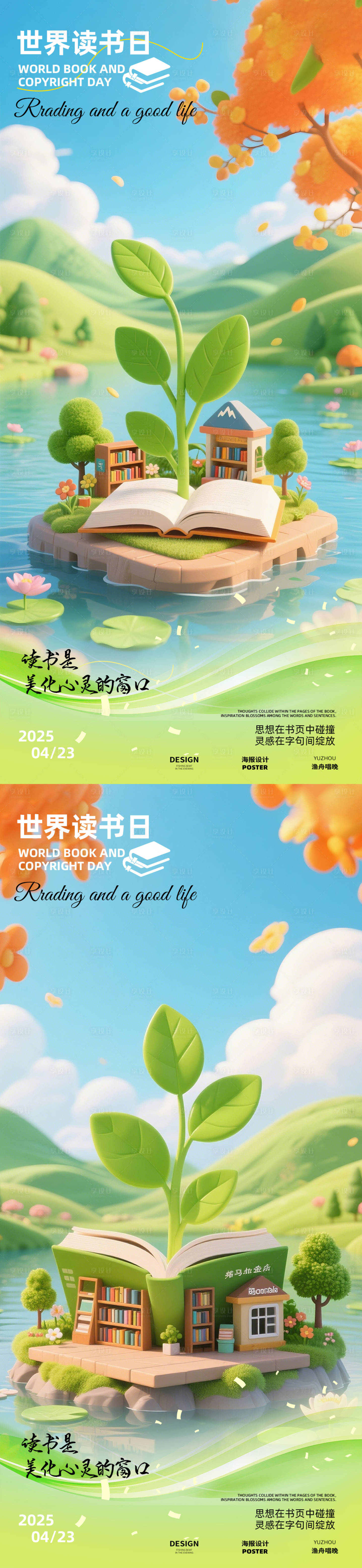 源文件下载【享设计】搜索编号：50920030206844245【世界读书日海报设计】