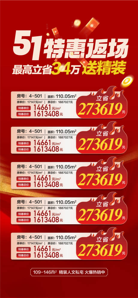 源文件下载【地产51特惠返场海报】编号：51580030402534365