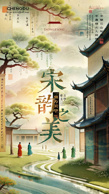 地产东方美学中式主视觉国风展板海报