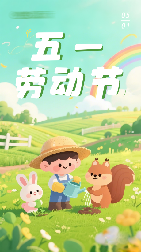 源文件下载【五一劳动节可爱海报】编号：62850030445906110