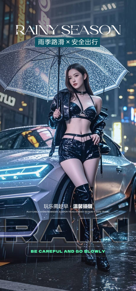 源文件下载【酒吧雨天路滑下雨海报 】编号：71590030215487287