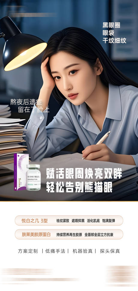 源文件下载【熬夜黑眼圈痛点海报】编号：75410029941626691