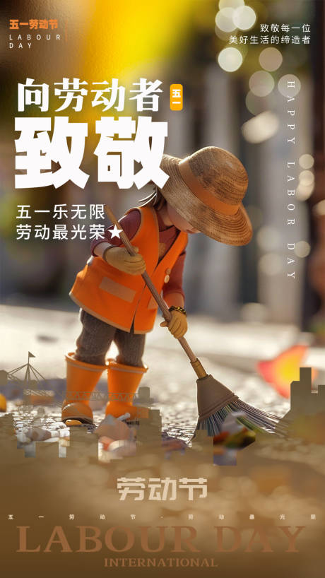源文件下载【享设计】搜索编号：35750030075337705【3D毛毡风光影劳动节海报】