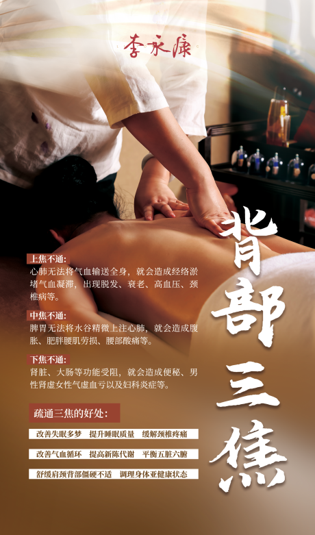 背部三焦养生推拿海报