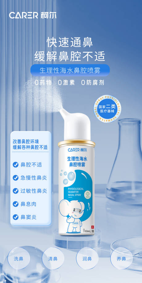 海水鼻腔喷雾海报
