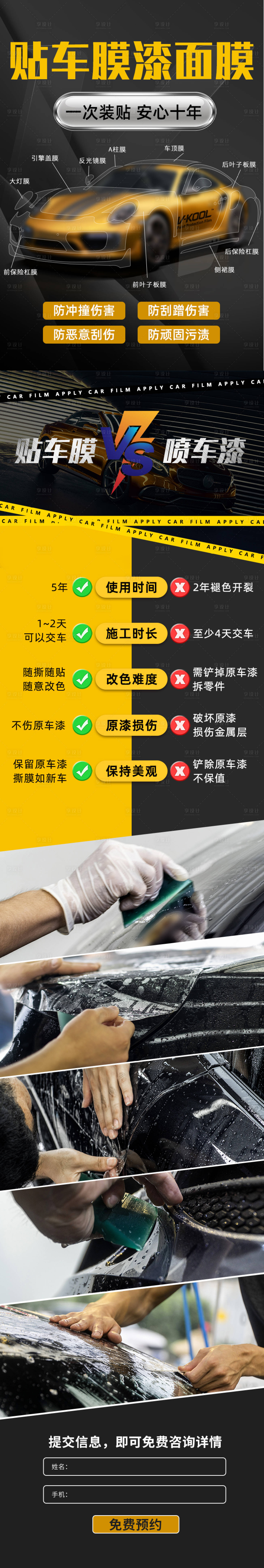 源文件下载【享设计】搜索编号：79090030027894390【汽车贴膜介绍长图】