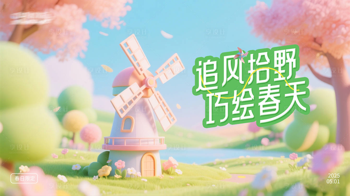 源文件下載【享設計】搜索編號：65300030123117929【春日風車主題主畫面】