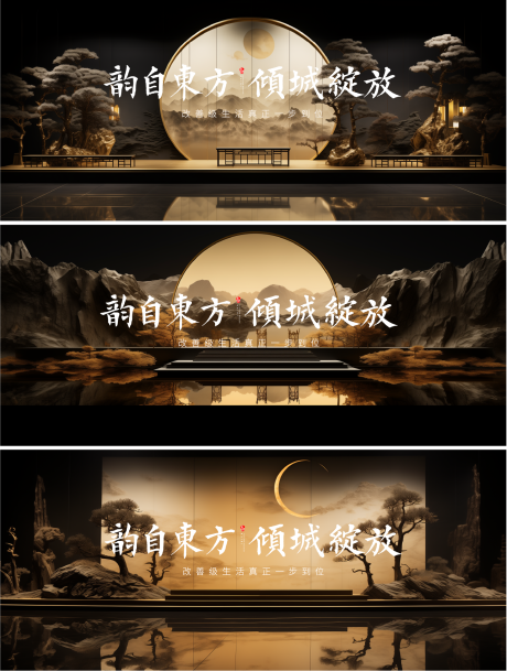 源文件下载【房地产国风新中式广告展板】编号：88270030033547732