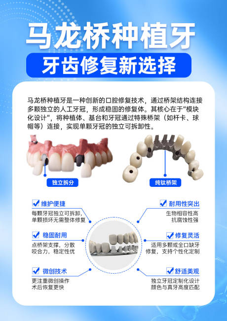 源文件下载【马龙桥种植牙科普海报】编号：51290029958684110
