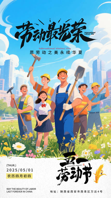 源文件下载【劳动节节日移动端海报】编号：59610030496427750