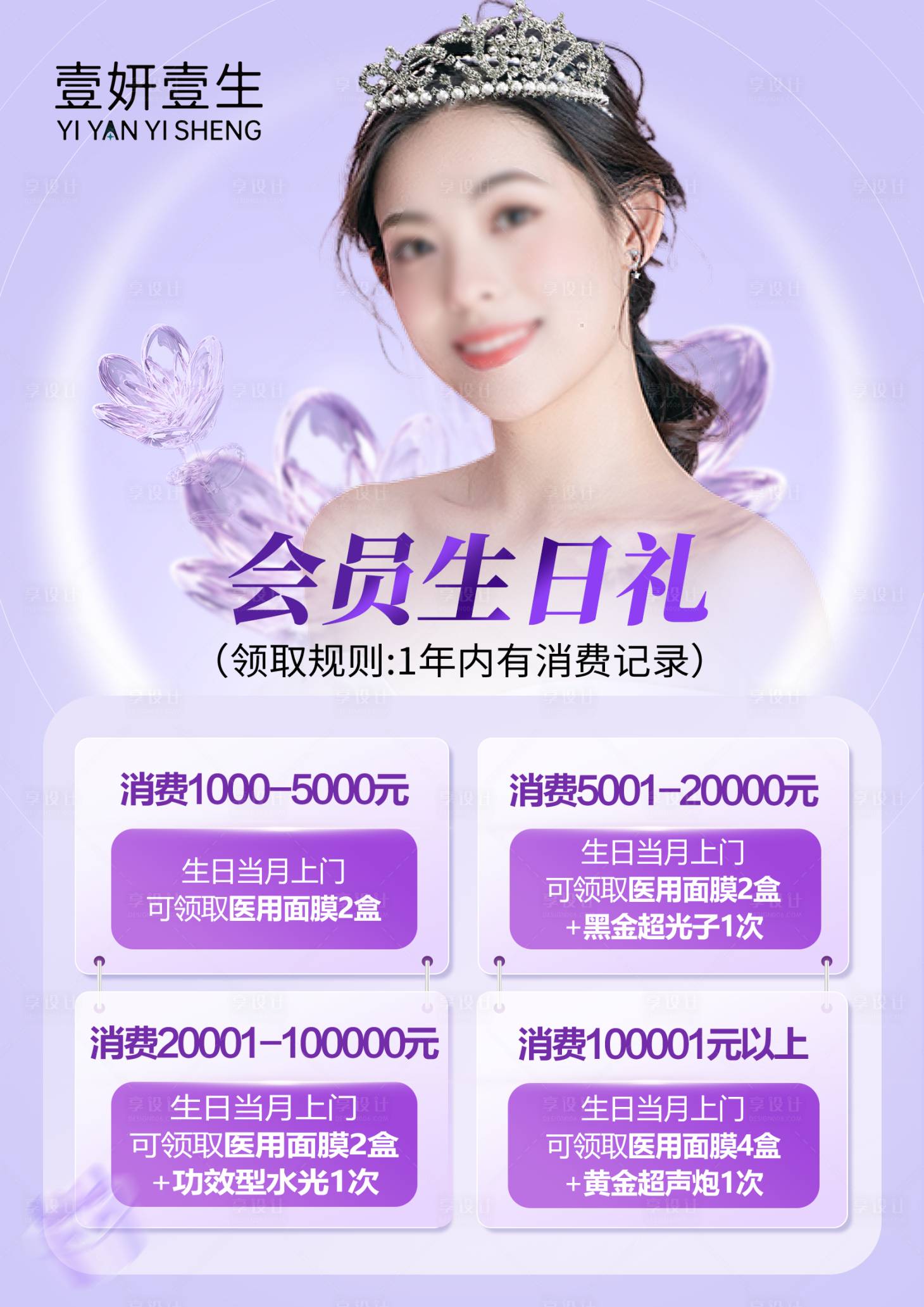 源文件下載【享設計】搜索編號：95820030341056434【醫美會員生日禮海報】