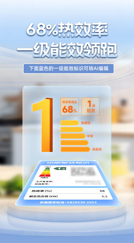 厨房电器一级能效标识海报