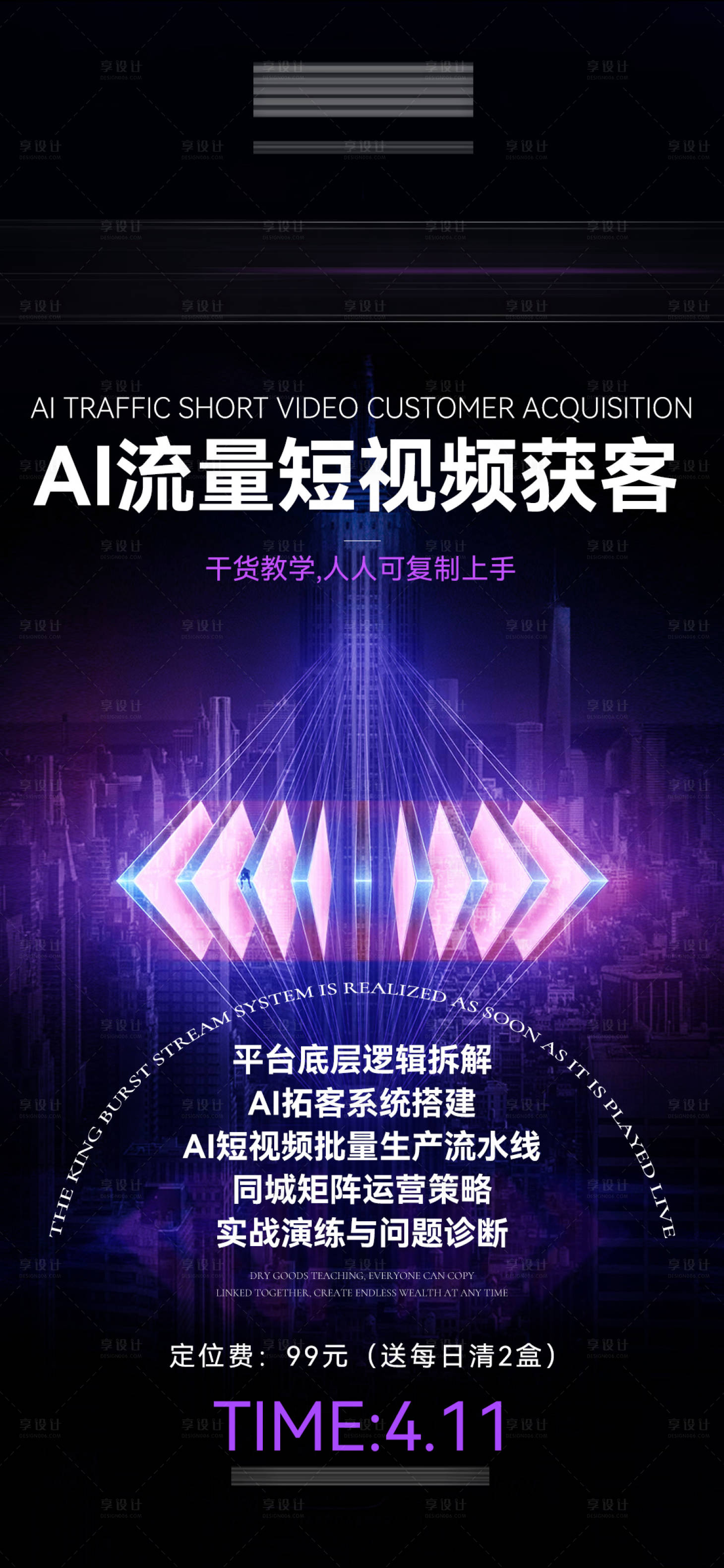 源文件下載【享設計】搜索編號：43070030080236574【微商AI流量短視頻海報】