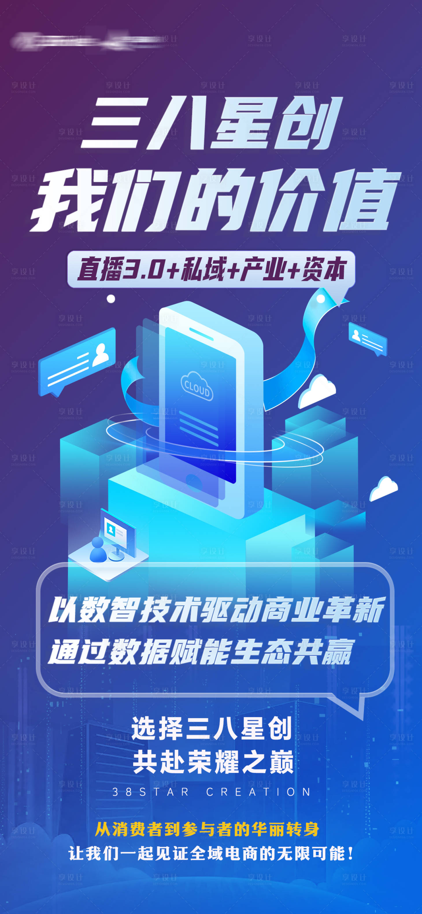 源文件下載【享設計】搜索編號：57510029909802716【藍色科技品牌價值海報】