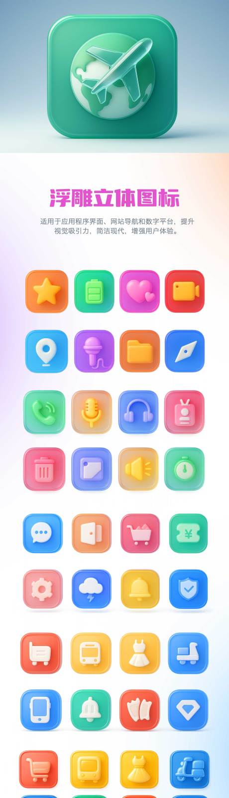 源文件下载【立体浮雕3D风格icon图标】编号：44410030146869223