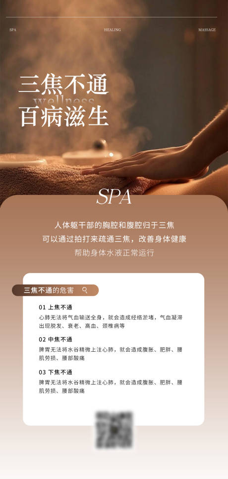 养生按摩SPA科普日签海报