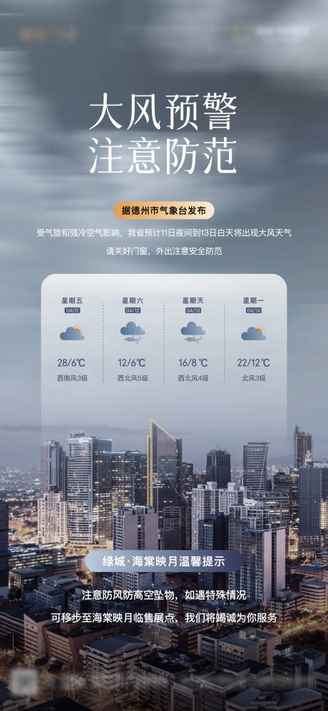 源文件下载【享设计】搜索编号：36650030369158569【地产大风天气预警海报】