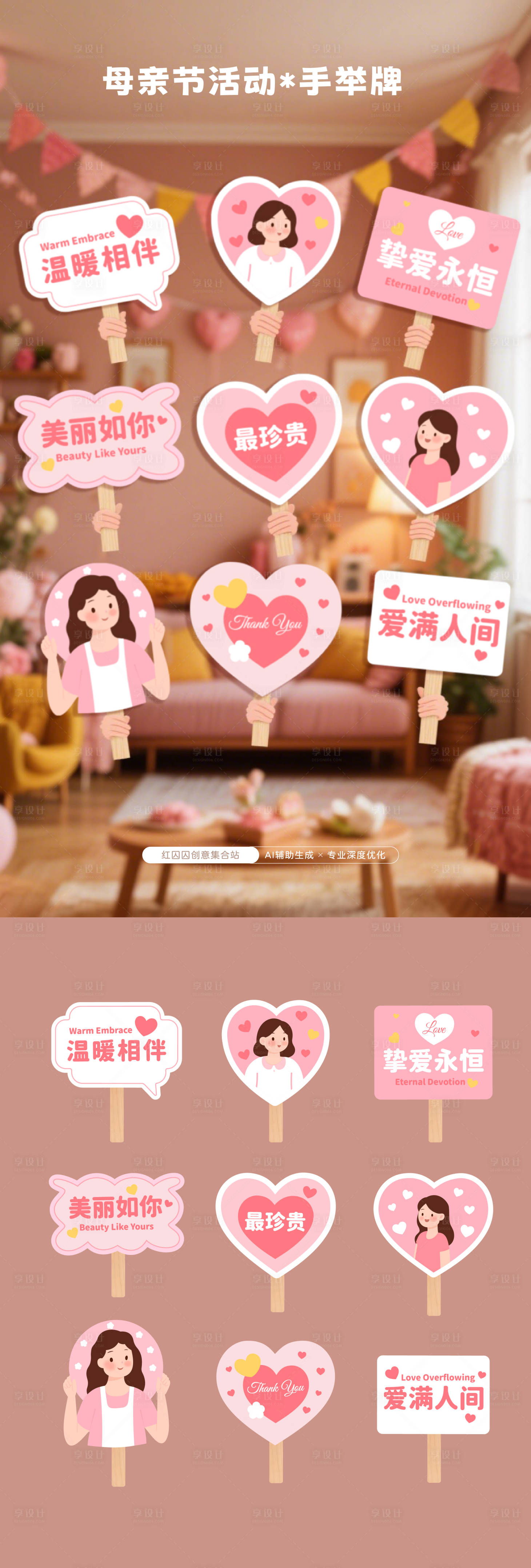 源文件下载【享设计】搜索编号：16990030435983793【母亲节手举牌】