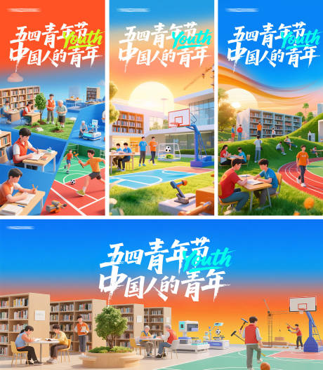 源文件下载【五四3d立体空间热血工人学生系列海报】编号：79360030460032482