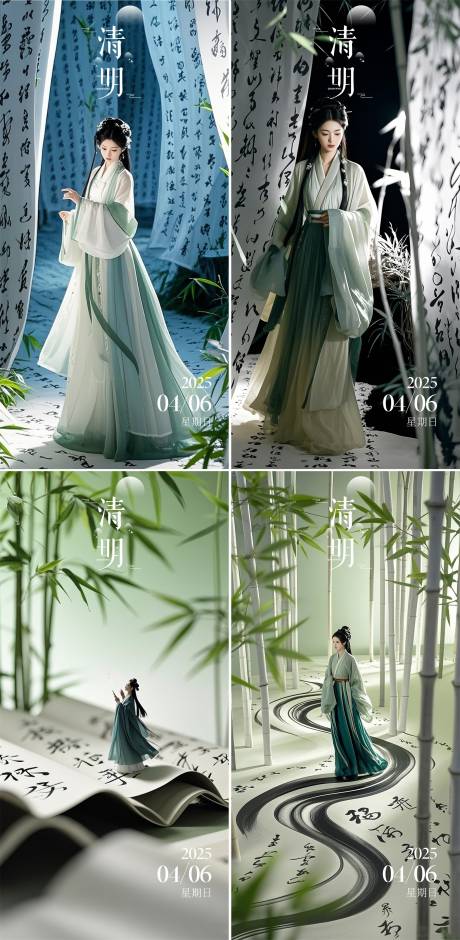源文件下载【医美清明节国风意境系列海报】编号：91620029956963478