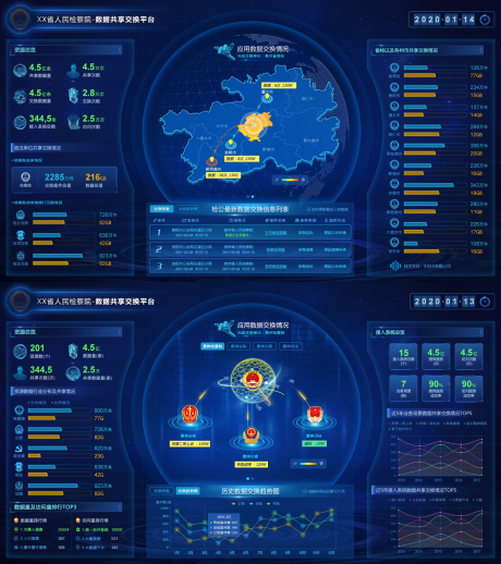 源文件下载【数据交换平台可视化大屏UI设计】编号：15410030434302979