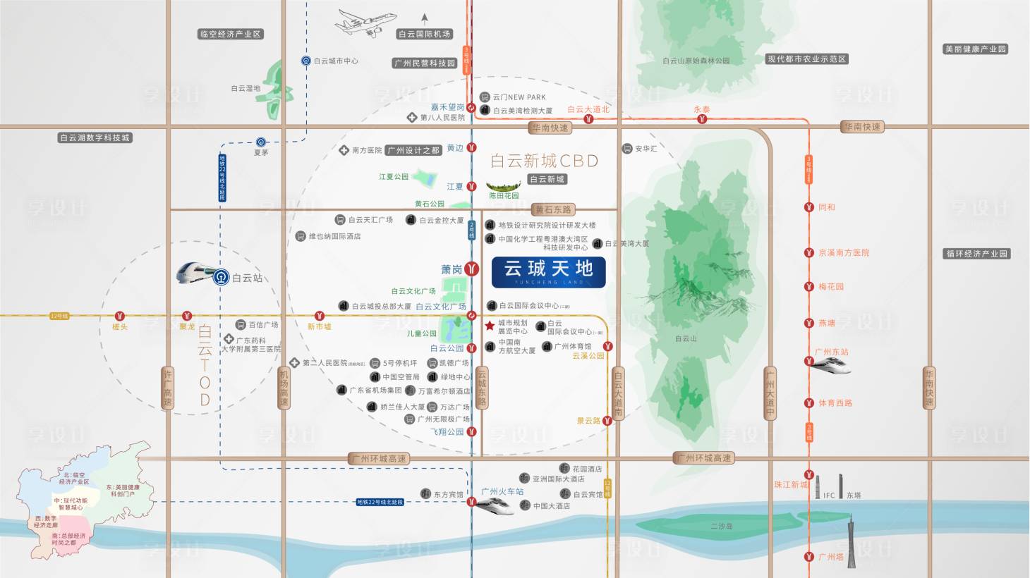 源文件下載【享設計】搜索編號：57380030505547803【廣州白云區區位圖】