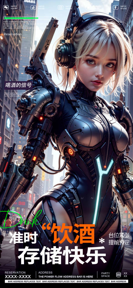 源文件下載【享設計】搜索編號：13280029962516766【酒吧預定預訂海報質感品質日常美女邀約】