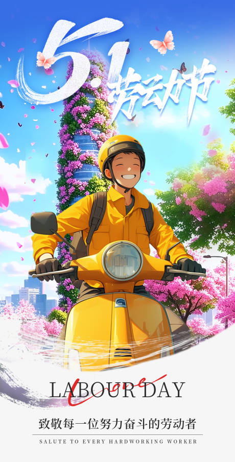 51劳动节插画海报