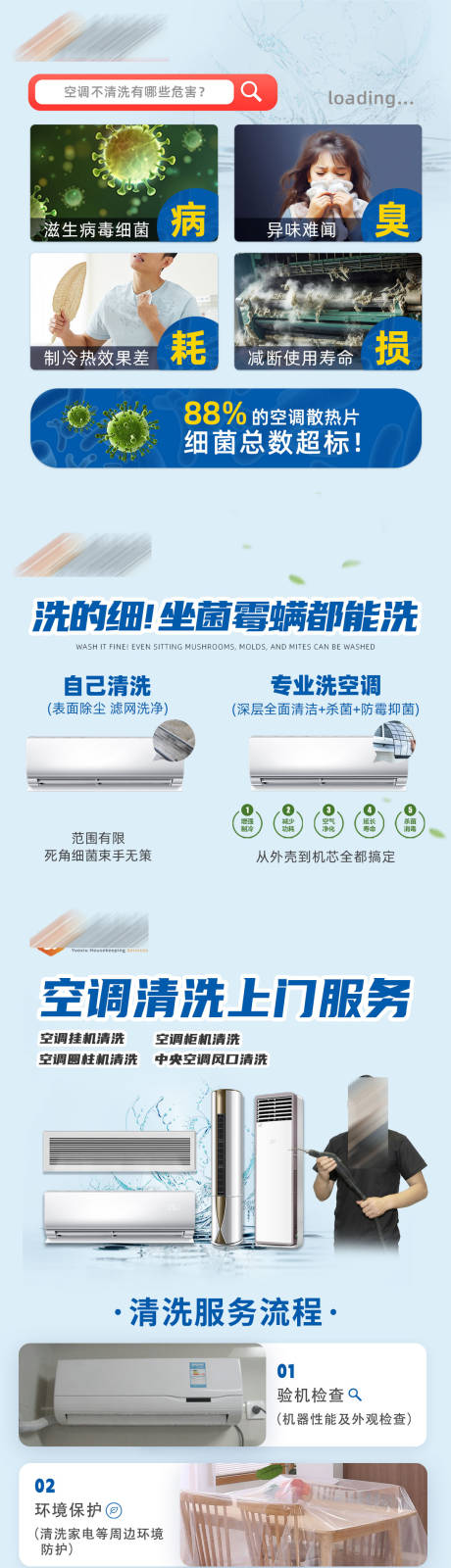源文件下载【夏季空调清洗家电小抄长图海报】编号：24660030244769645