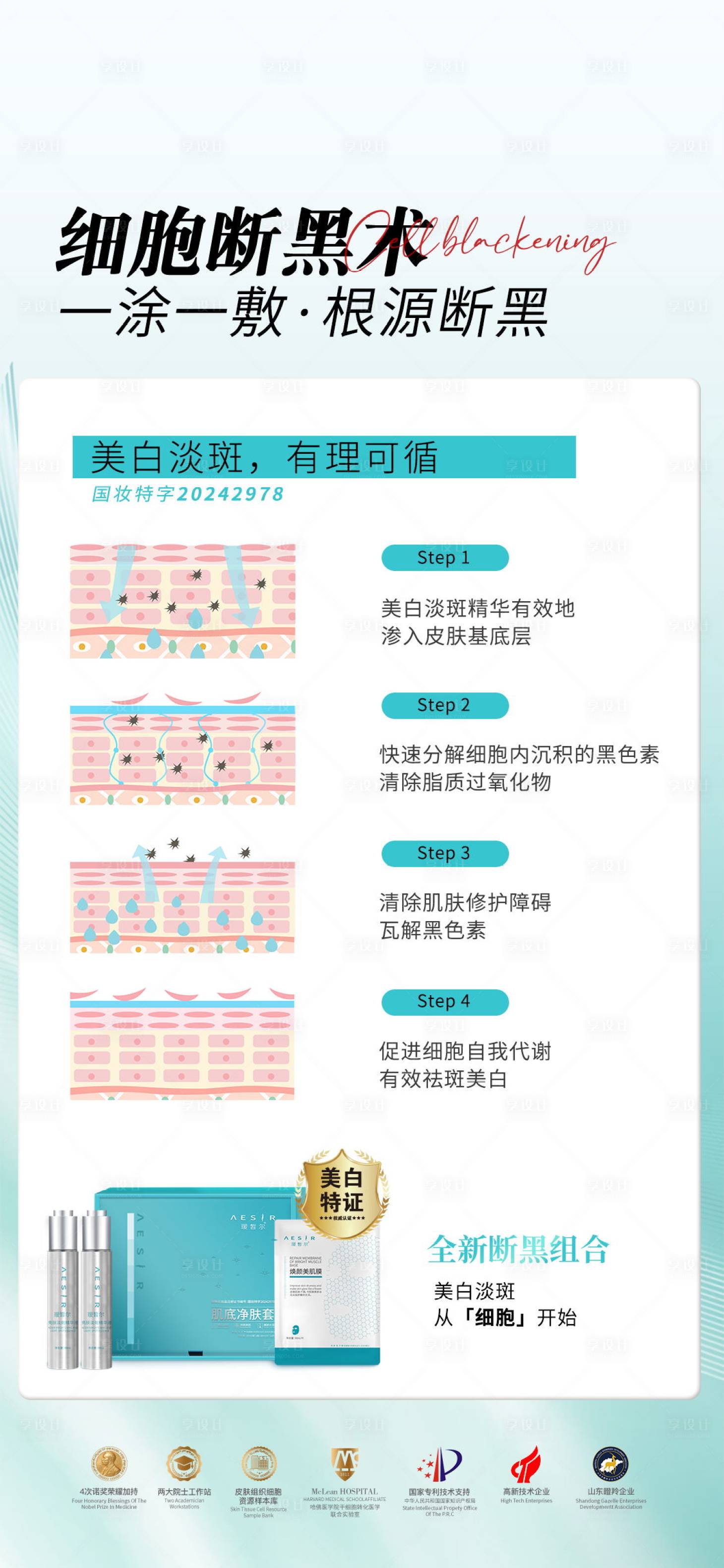 源文件下载【享设计】搜索编号：52990029886618033【细胞断黑亮肤淡斑海报】