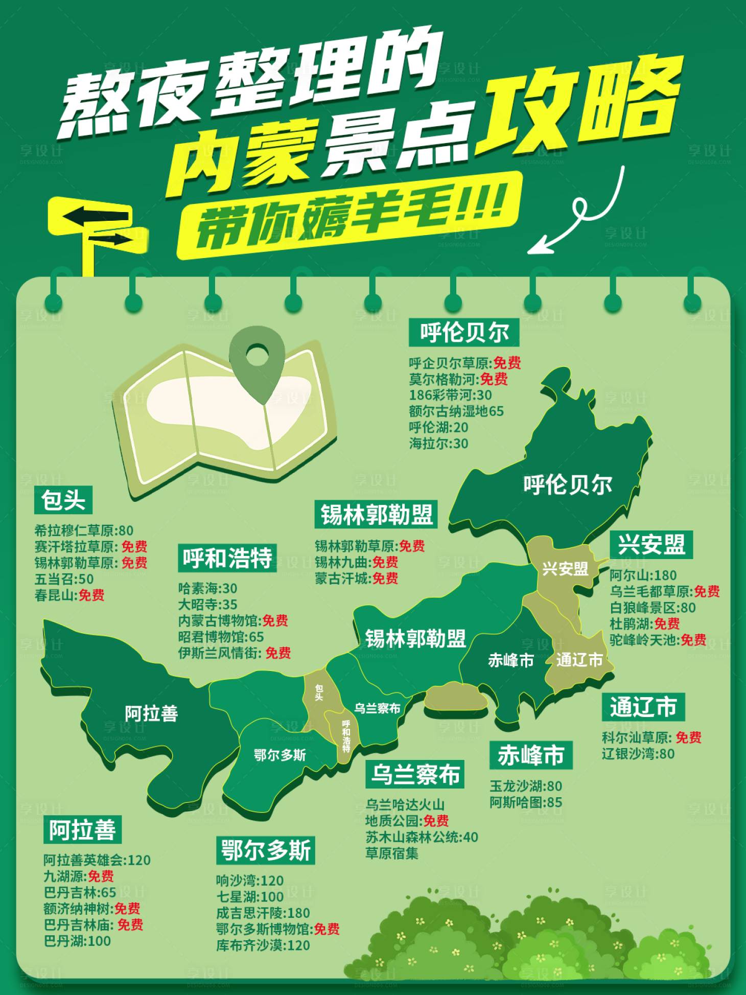源文件下载【享设计】搜索编号：36090029897757582【内蒙古景点介绍海报】