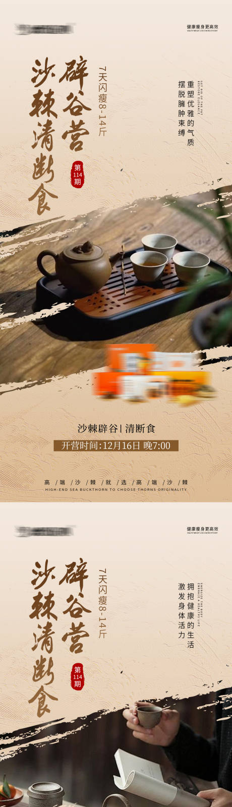 辟谷养生中式海报