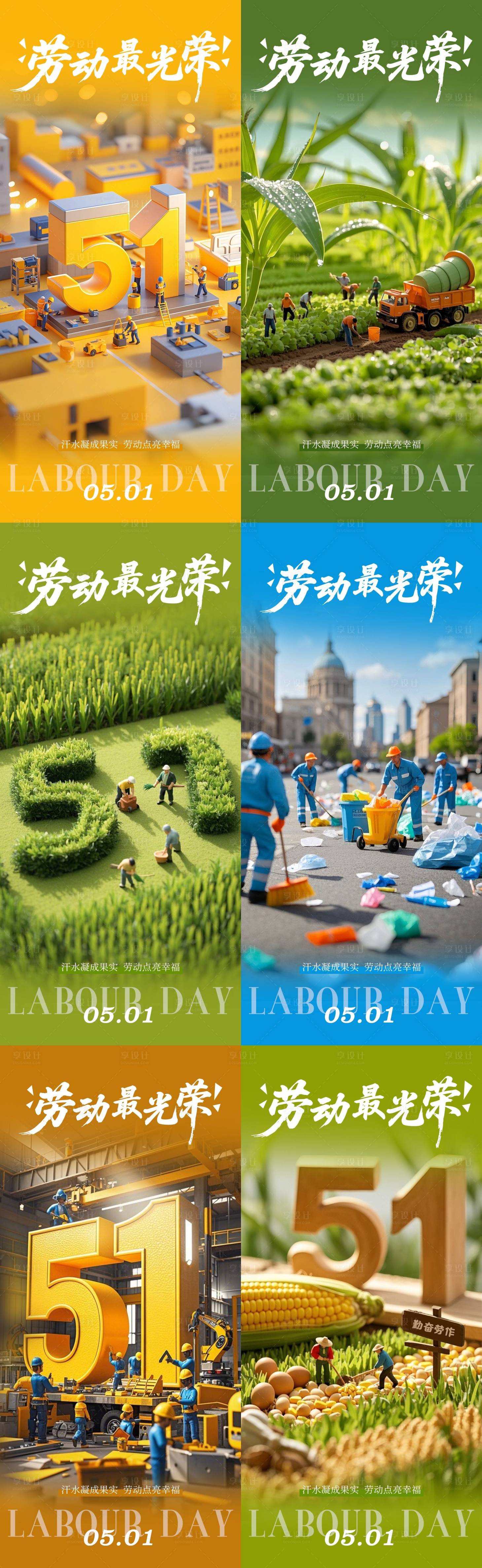 源文件下载【享设计】搜索编号：34800030225611498【劳动节微距系列海报】