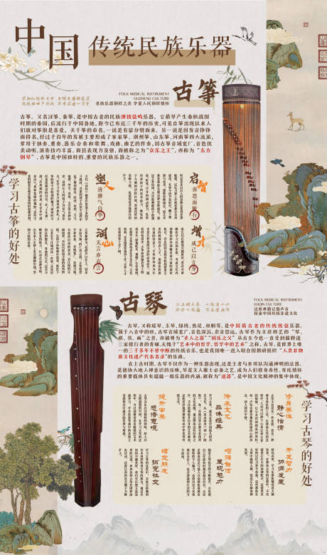 源文件下载【古筝古琴中国传统乐器介绍牌】编号：76540030456871890