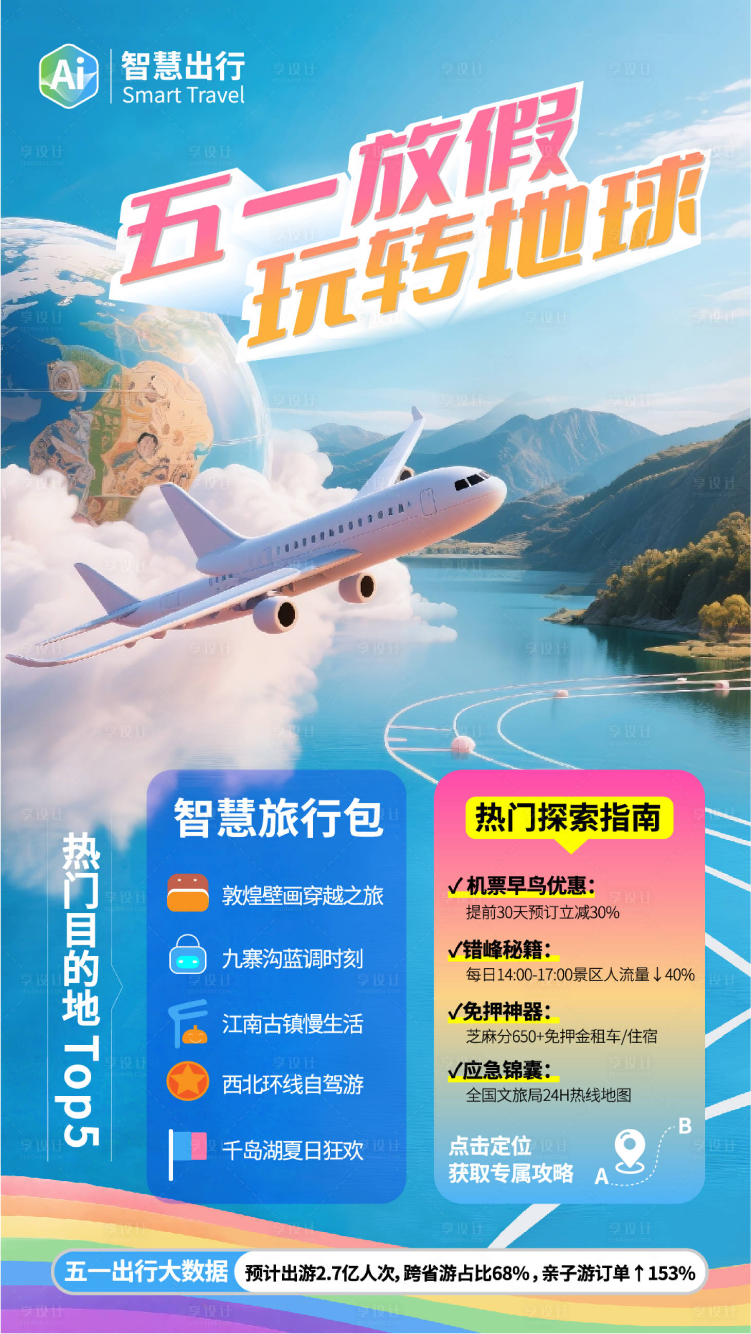 源文件下载【享设计】搜索编号：50190030252772471【五一放假旅游指南APP手屏宣传海报】