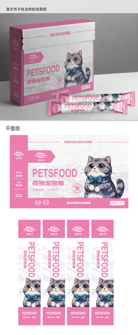 源文件下载【猫粮瓦楞盒包装设计】编号：33800029948571321