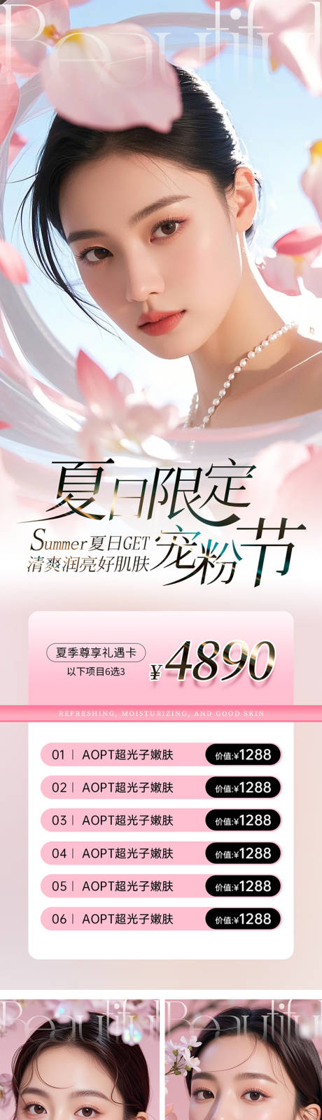 源文件下载【医美美容粉色夏日促销项目系列海报】编号：24650030339443562